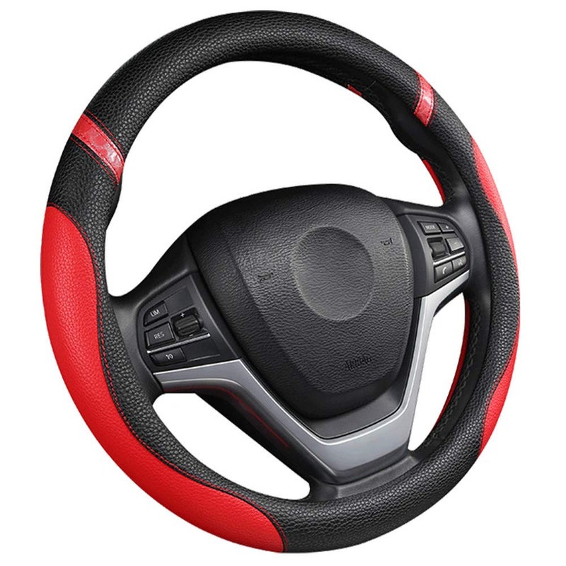 Cxtiy Steering Wheel Cover for Women Leather Universal Steering Wheel Cover for Car 15 inch (Red) - Image 2